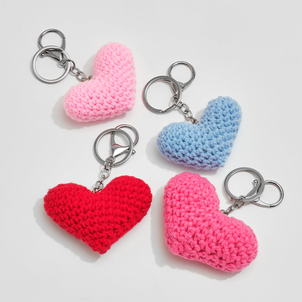 Crochet Heart Charm - Hot Pink