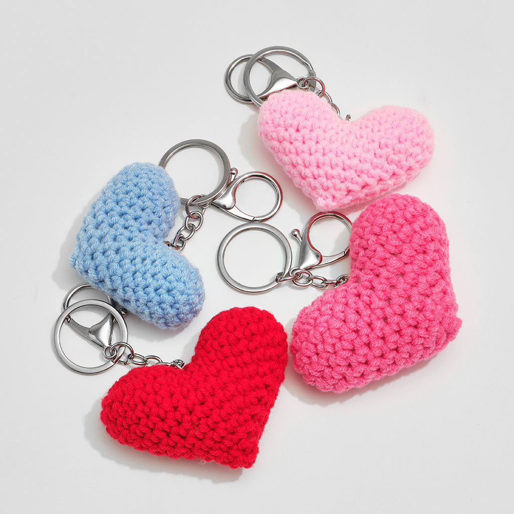 Crochet Heart Charm - Hot Pink