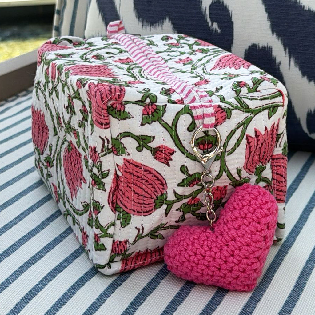 Crochet Heart Charm - Hot Pink