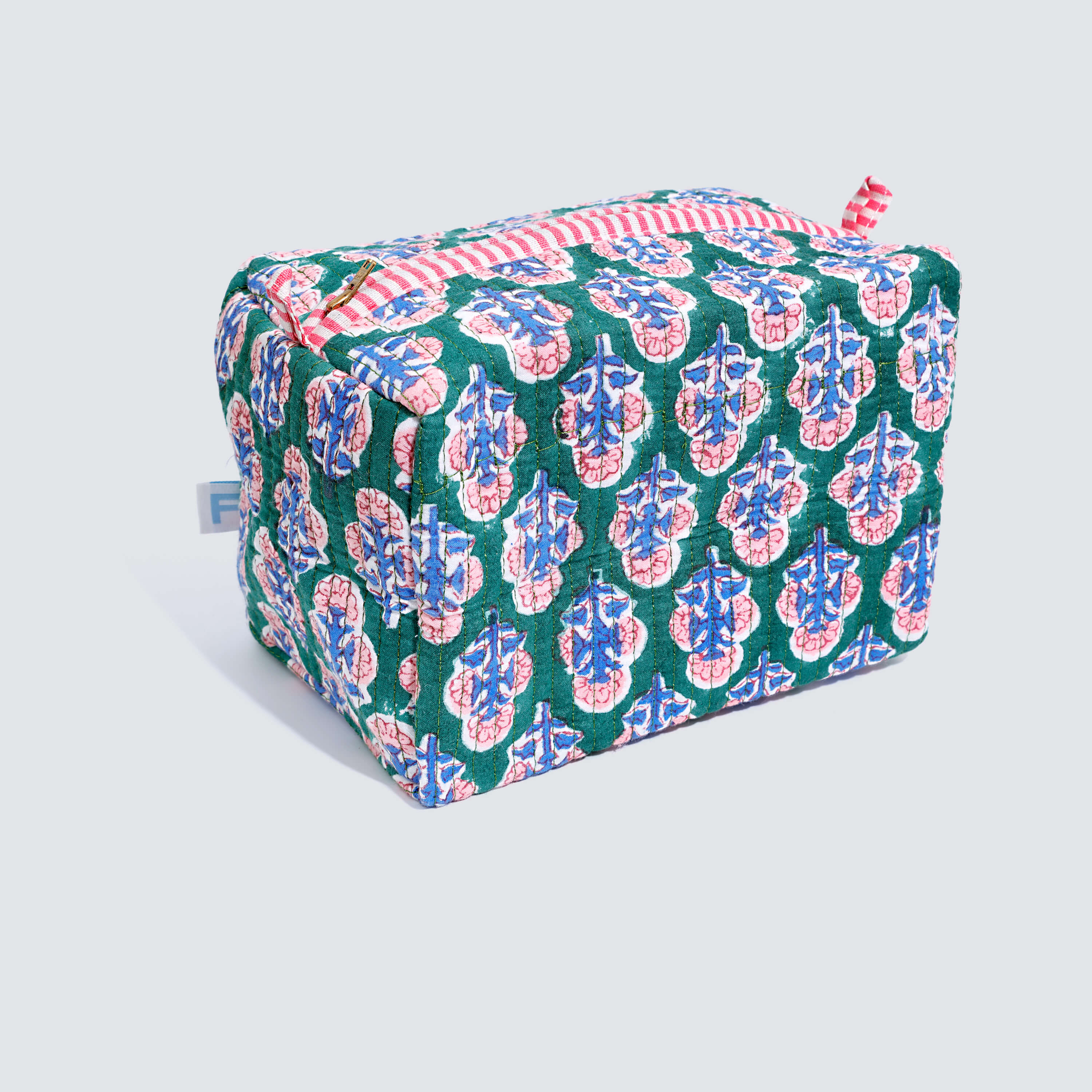 Indian Cotton Pouch - Green Floral