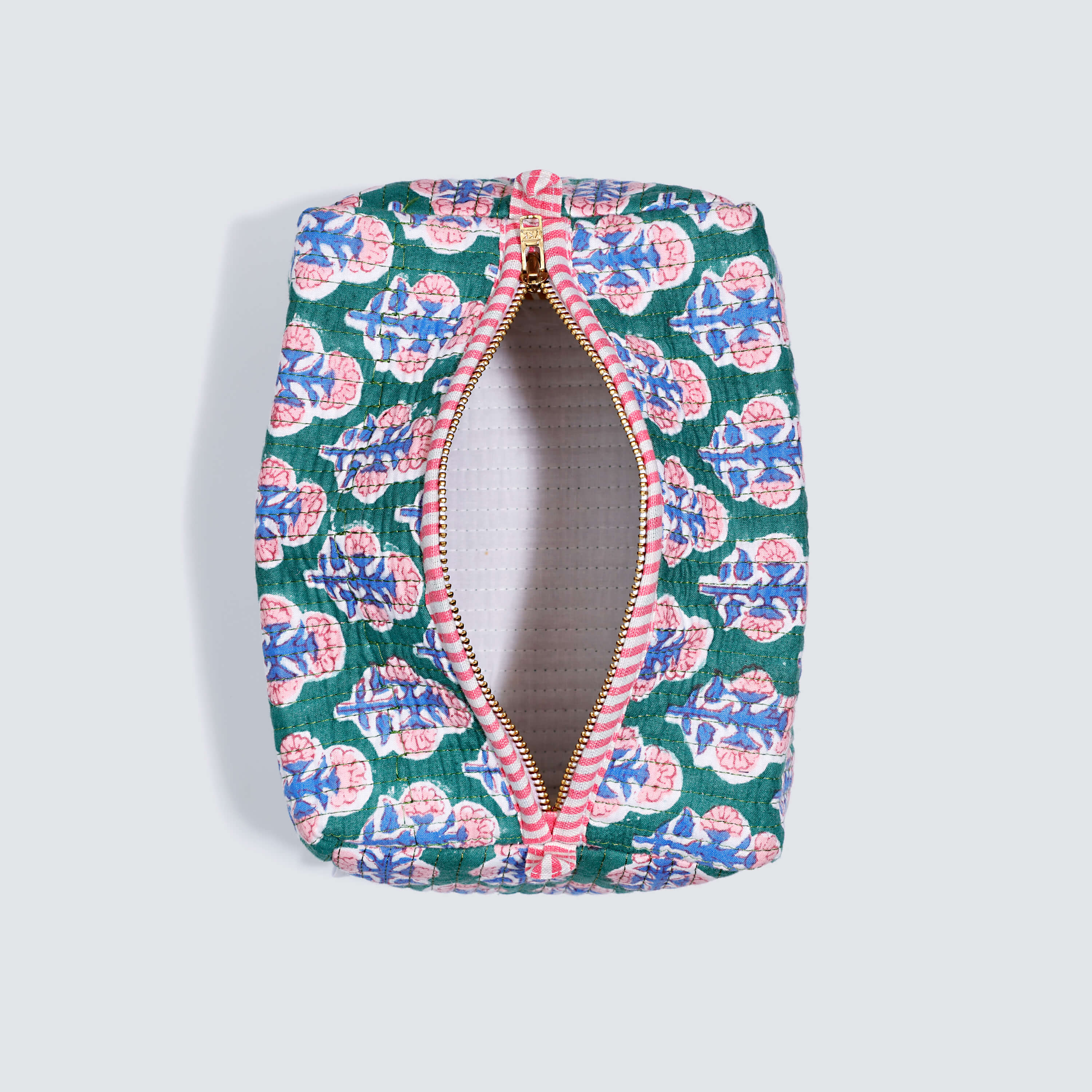 Indian Cotton Pouch - Green Floral