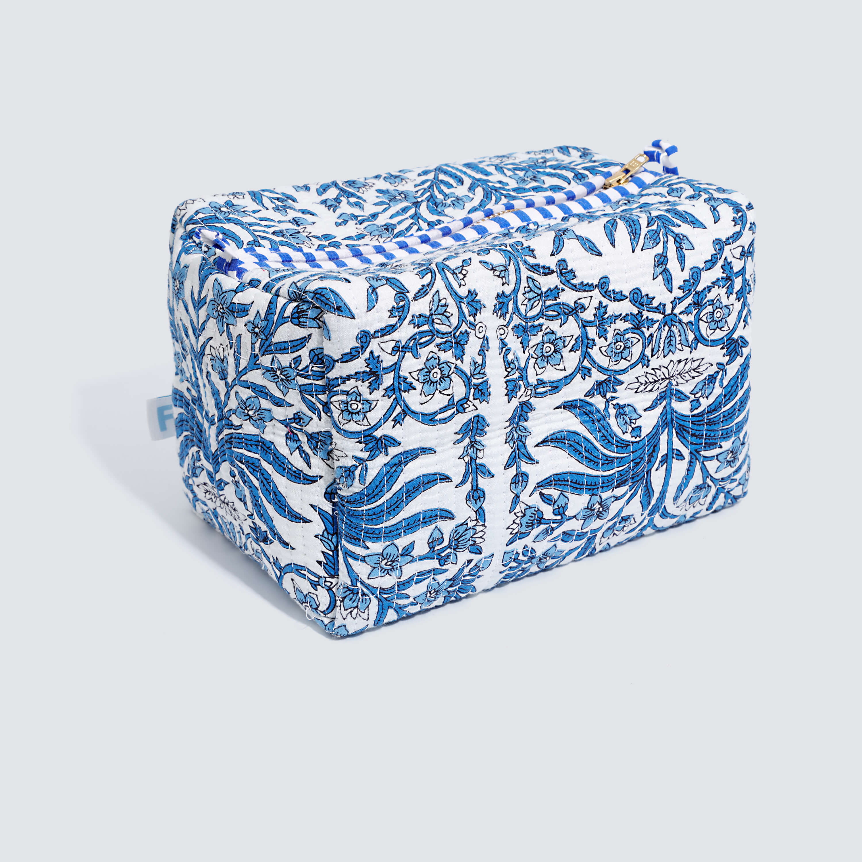 Indian Cotton Pouch- Blue Vines
