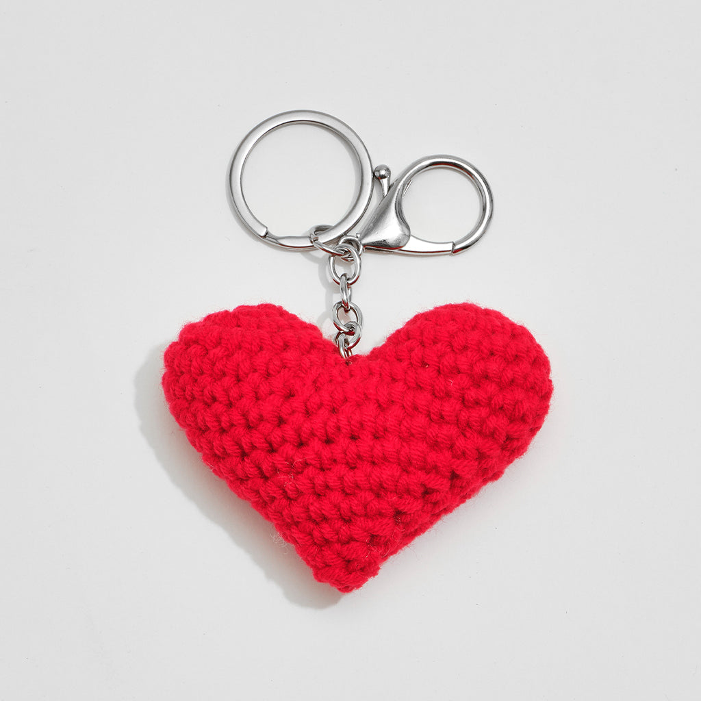Crochet Heart Charm - Cherry Red
