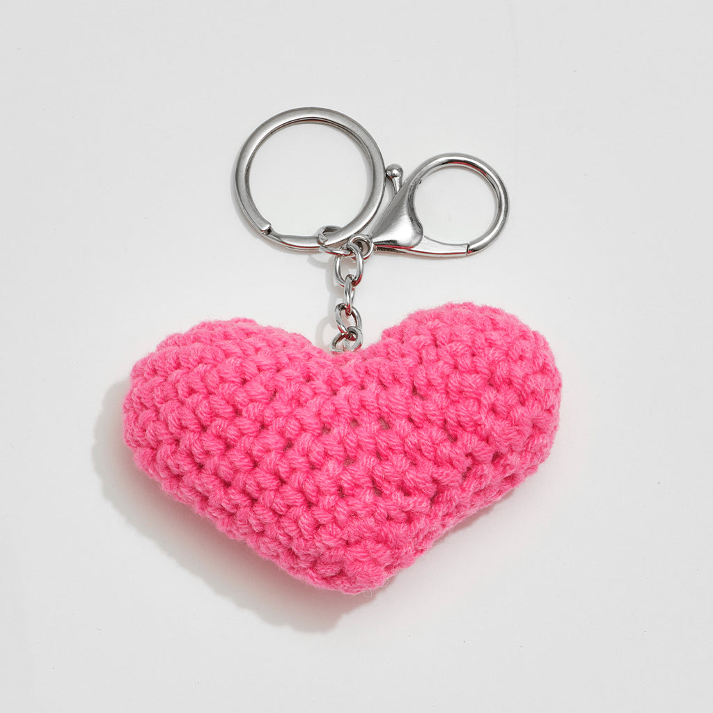 Crochet Heart Charm - Hot Pink