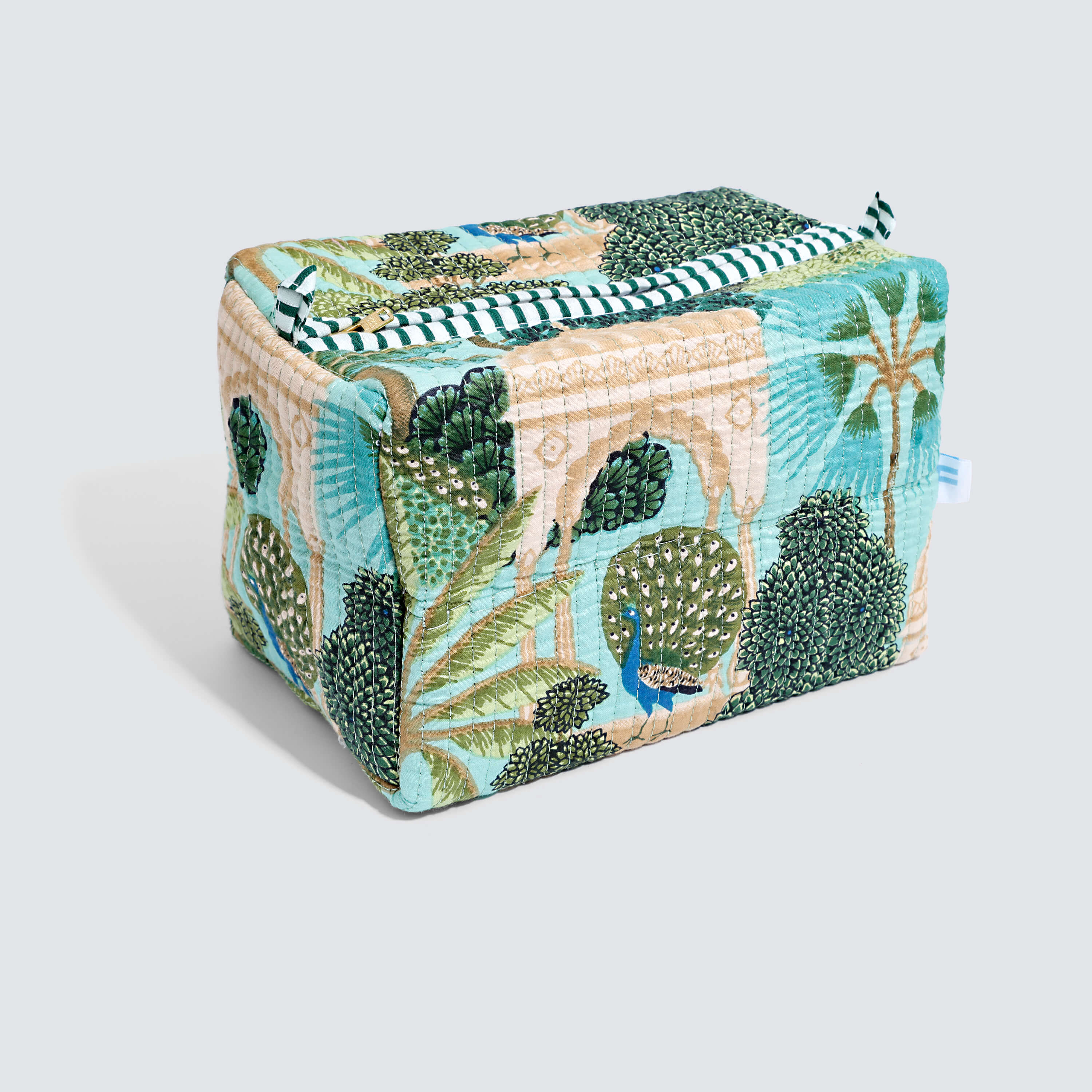 Indian Cotton Pouch- Peacock Jungle