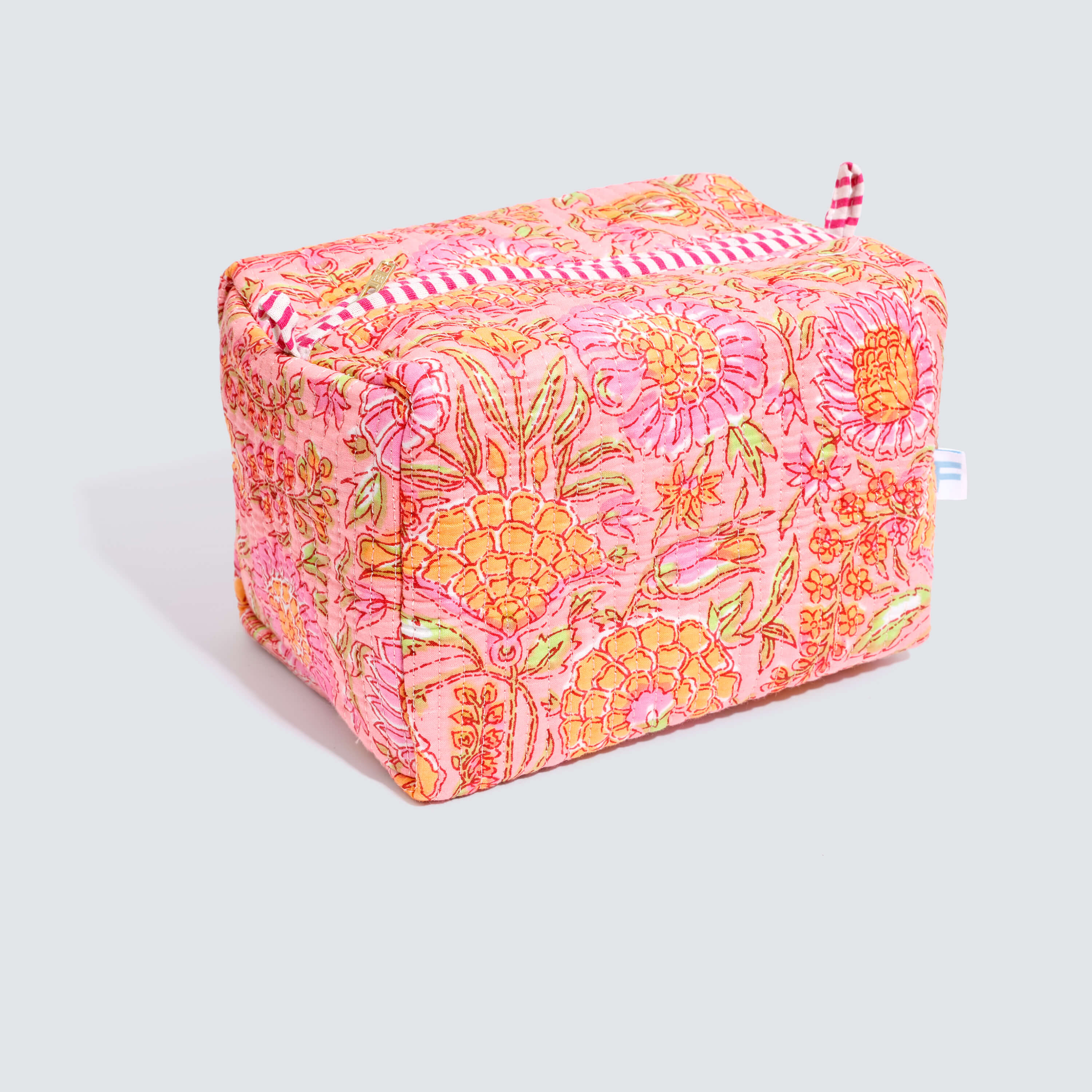 Indian Cotton Pouch - Pink Floral