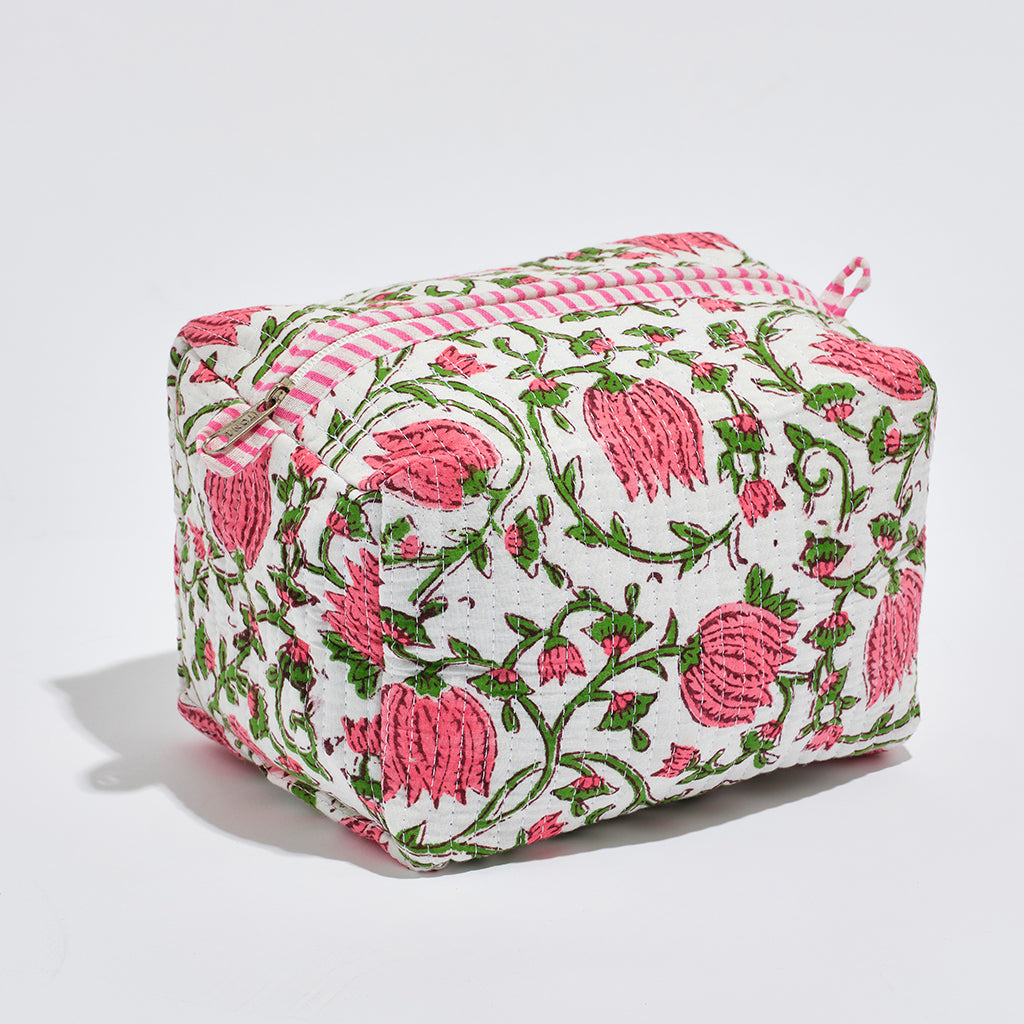 Indian Cotton Pouch - Pink