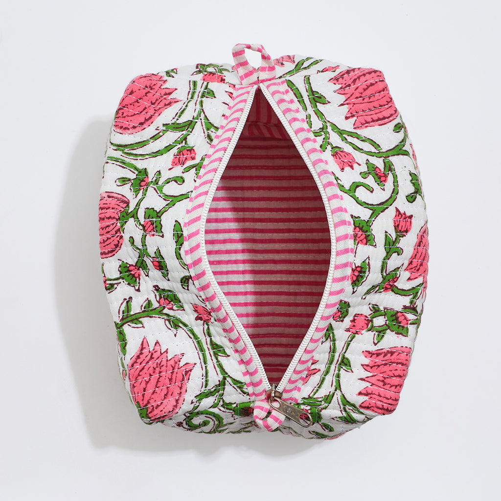 Indian Cotton Pouch - Rosy Vines